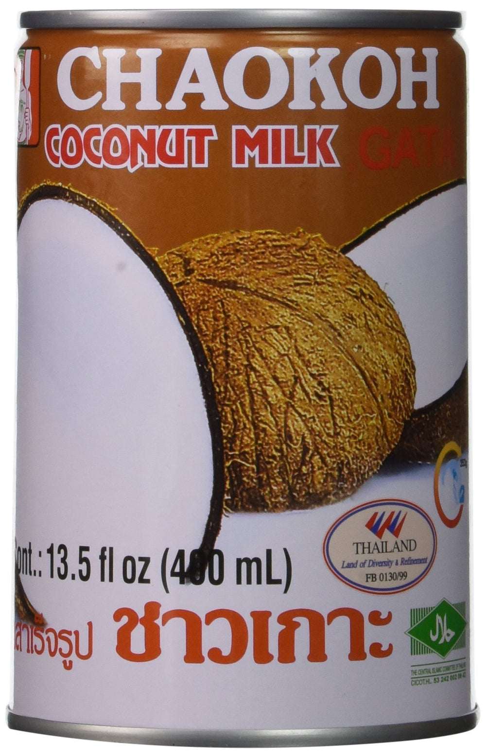 Chaokoh coconut milk 13.5 oz pack of 3, ideal for baking and curries.