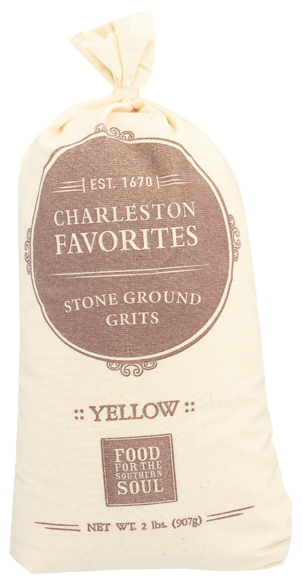 Charleston grits rustic cloth bag on display
