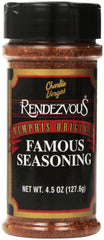Charlie Vergos Rendezvous dry rub bottle ready to season meat with bold flavor.