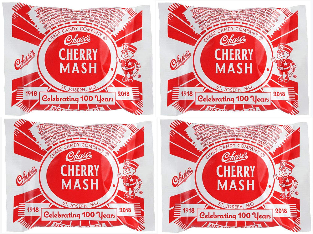 Chase's Cherry Mash bar features chocolate shell and cherry center, ideal for a quick nostalgic snack.
