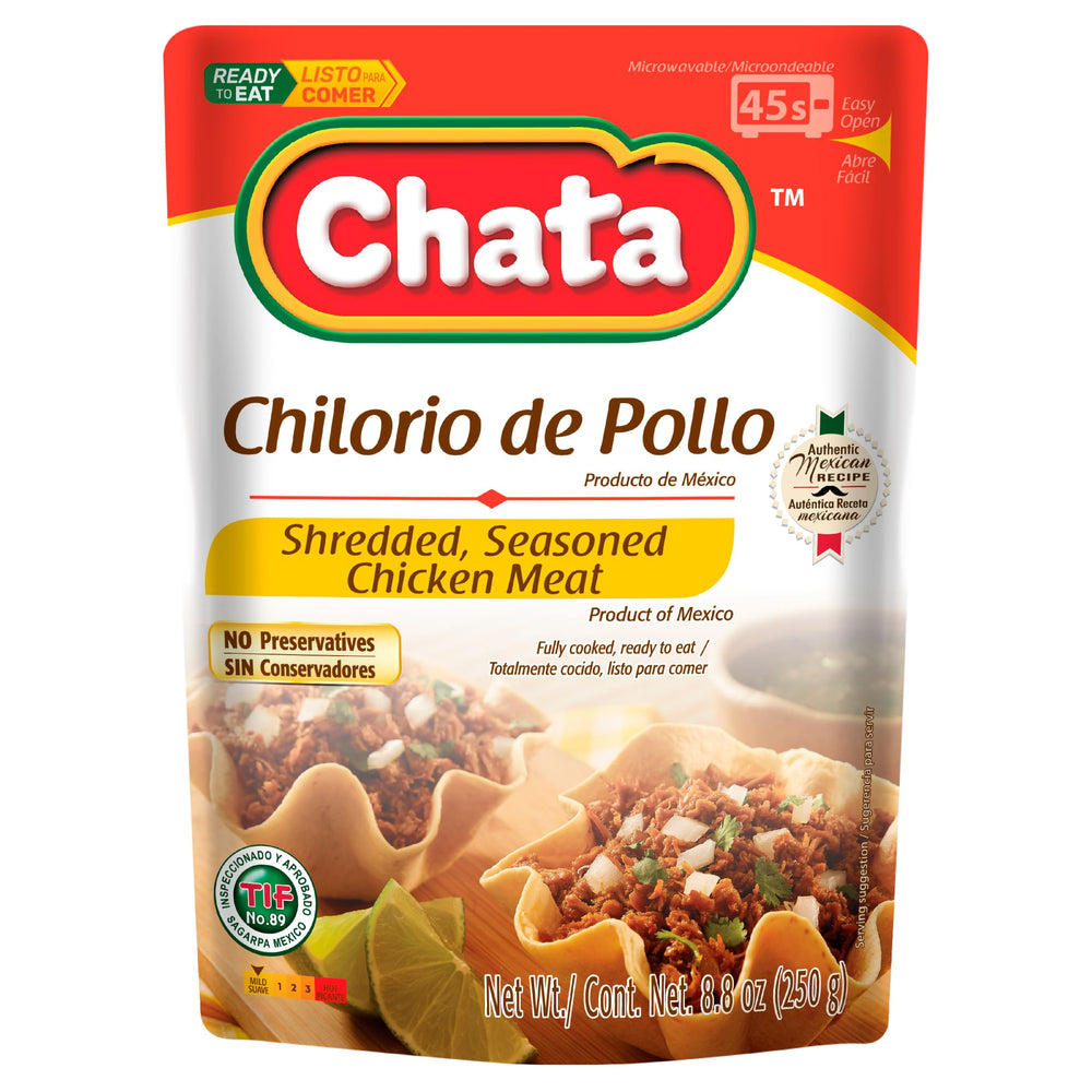 Chata Mexican Chicken Chilorio ready-to-heat serving for quick weeknight meals.