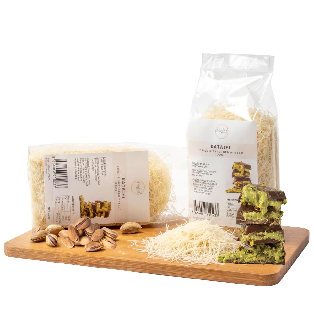 CHAYLAK Kataifi shredded dough packaging close-up showing freshness and convenience.