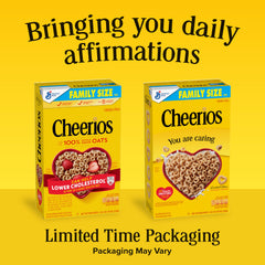 Cheerios affirmations on box inspire positive moments at breakfast.