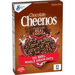 Cheerios Chocolate cereal in a bowl with milk, a heart-healthy breakfast option.