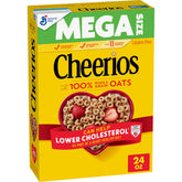 Cheerios Heart Shapes with affirmations on the box, gluten-free breakfast option.