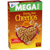 Cheerios Honey Nut Heart Shapes box front with affirmations for family mornings.