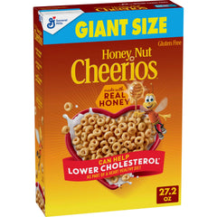 Cheerios Honey Nut Heart Shapes box showing heart shapes and uplifting affirmations for family mornings.