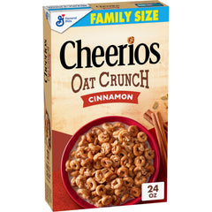 Cheerios Oat Crunch Cinnamon in a bowl, a satisfying breakfast option with whole grains