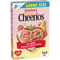 Cheerios Strawberry Banana bowl with milk, inviting breakfast scene