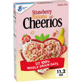 Cheerios Strawberry Banana box displaying gluten-free, whole grain oats.