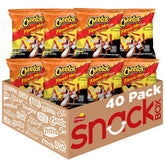 Cheetos Flamin' Hot Crunchy cheese snacks front packaging, grab-and-go snacking.
