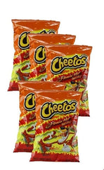 Cheetos Flamin' Hot Crunchy 2oz pack close-up showing bold color for on-the-go snacking.