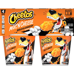 Cheetos Mac N Cheese bold cups in a four-pack for easy snacking