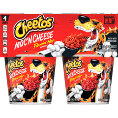 Cheetos Mac 'N Cheese Flamin' Hot cups ready-to-serve in minutes.
