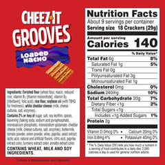 Cheez-It Grooves Loaded Nacho box front highlighting a 9oz package.