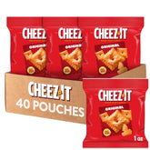 Cheez-It Original packaging displaying 40 individually wrapped packs for convenient snacking.