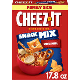 Cheez-It Snack Mix box in kitchen, ideal for family gatherings and easy snacking.