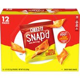 Cheez-It Snap'd Double Cheese packaging close-up for quick, tasty snacking.