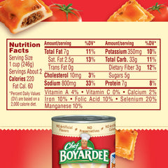 Chef Boyardee Beef Ravioli can open lid showing easy access for rapid dinners.