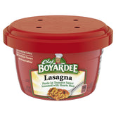Chef Boyardee Lasagna microwaveable bowl front view, ready to heat for a quick family meal.