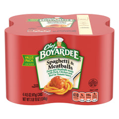 Chef Boyardee Spaghetti and Meatballs can front view highlighting easy pantry access and convenience