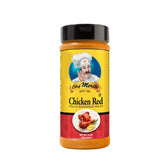 Chef Merito Chicken Red Seasoning bottle enhances grilled chicken with bold paprika and garlic.