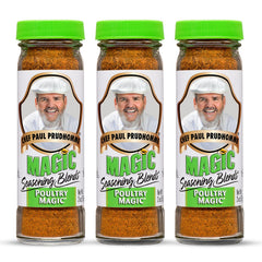 Chef Paul Poultry Magic bottle ready to season flavorful poultry at home