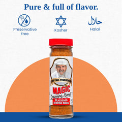 Chef Paul Prudhommes Seafood Seasoning enhances grilled fish and shrimp with smoky notes.