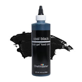 Chefmaster Coal Black Liqua-Gel dye pour delivers vivid, fade-resistant color for icing.