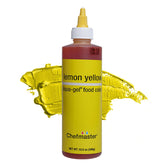 Chefmaster Lemon Yellow Liqua-Gel bottle pours vibrant icing color