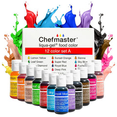 Chefmaster Liqua-Gel bottle pour shows fade-resistant color for cakes