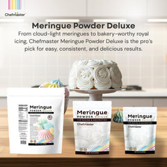 Chefmaster Meringue Powder Deluxe dried egg whites help stabilize whipped cream.