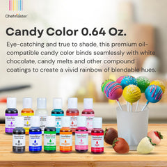 Chefmaster Pink Candy Color drops demonstrate precise, drop-by-drop color control.