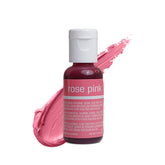 Chefmaster Rose Pink Liqua-Gel bottle pour showing precise color control for icing