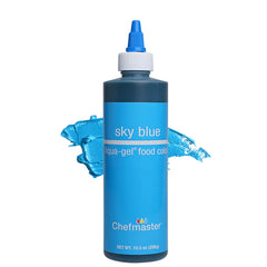 Chefmaster Sky Blue Liqua-Gel bottle front for vibrant icing color