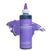 Chefmaster Violet Liqua-Gel bottle shows fade-resistant color for icing and fondant.