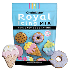 Chefmaster White Royal Icing Mix ready in a bowl for quick decorating prep.