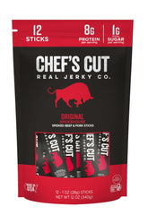 Chef’s Cut Real Snack Sticks original smokehouse flavor in a package, ideal for on-the-go protein