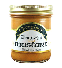 Cherchies Champagne Mustard bottle on display, for dipping, glazing, or sandwich spread.