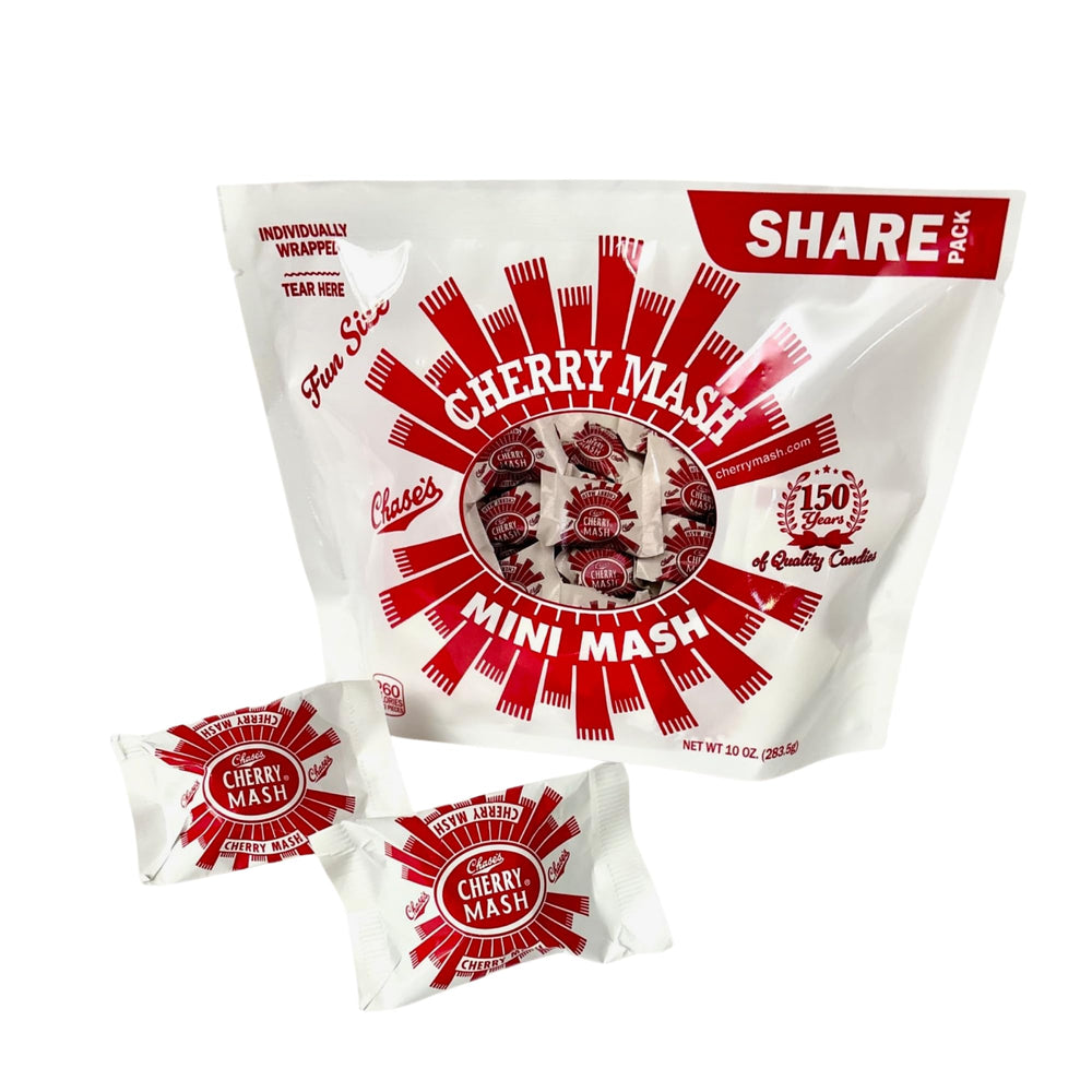 Cherry Mash soft cherry center showcases real maraschino cherries for a fruity bite.