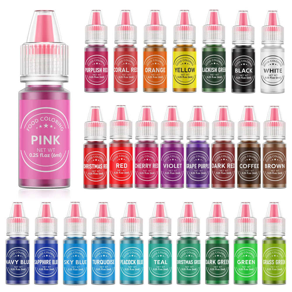 Cherrysea 26-color liquid coloring bottle pour for precise decorating and vibrant hues