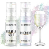 Cherrysea edible glitter spray iridescent applied to a dessert for subtle shimmer