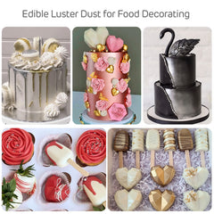 Cherrysea Silver Edible Luster Dust on cakes for a radiant decoration.