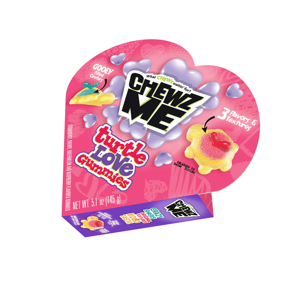 ChewzMe Tangy Turtlz heart box front view, festive Valentine gift idea