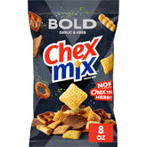 Chex Mix Bold Garlic and Herb snack chips: crackly garlic flavor in every bite