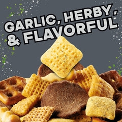 Chex Mix Bold Garlic and Herb snack cup image showing mixed textures