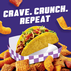 Chex Mix Remix Zesty Taco crunch closeup emphasizes crisp texture and bite.