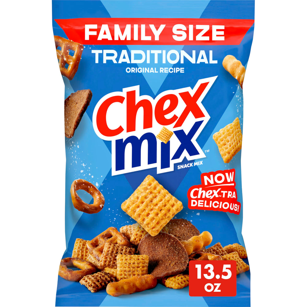 Chex Mix Traditional bag close-up highlighting original crunch for gatherings