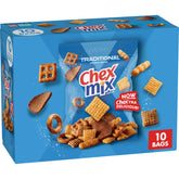 Chex Mix Traditional Original snack-pack bag showing savory crunch for lunchboxes.