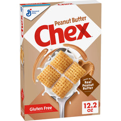 Chex Peanut Butter Cereal box showing gluten-free whole grain breakfast option.